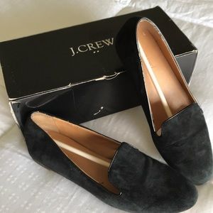 J Crew black suede loafers